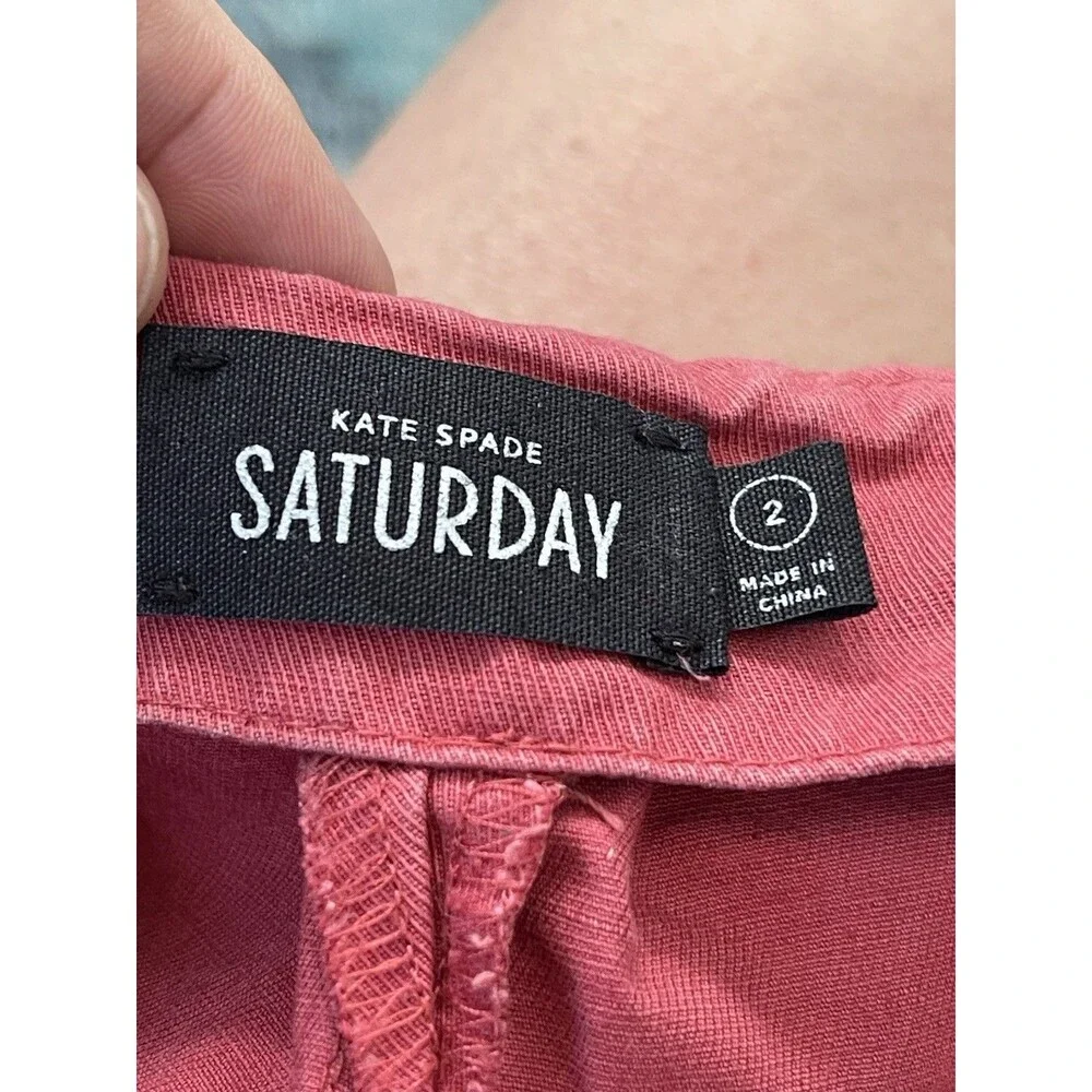 Womens Kate Spade Saturday Chino Shorts Sz 2 High Waisted Linen Blend Preppy